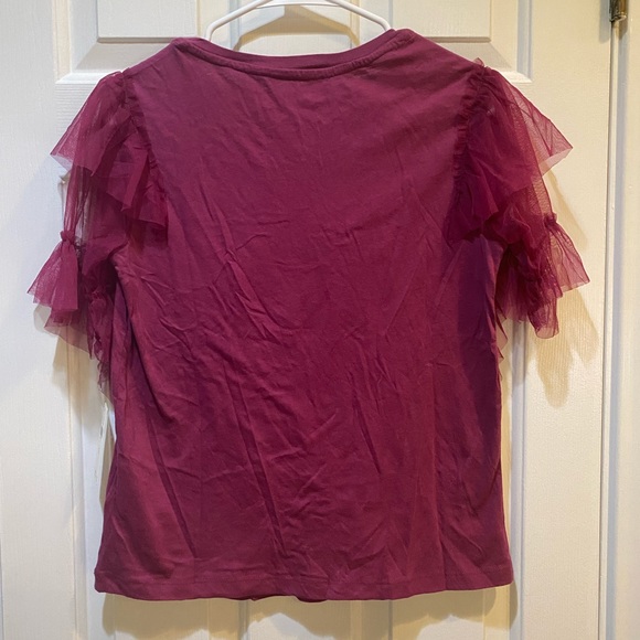 Anthropologie Pilcro Tulle Mesh Tee in Raspberry - Picture 3 of 12